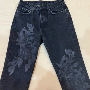 LF Carmar Black Crop Jeans with Flower Detail